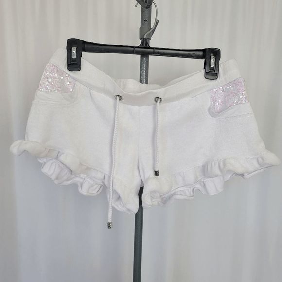 Beach Bunny Other - beach bunny rare white swim shorts cover up terry sequined pockets size L